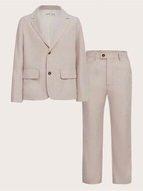 Men's Light Beige Two-Piece Suit Jacket & Trousers